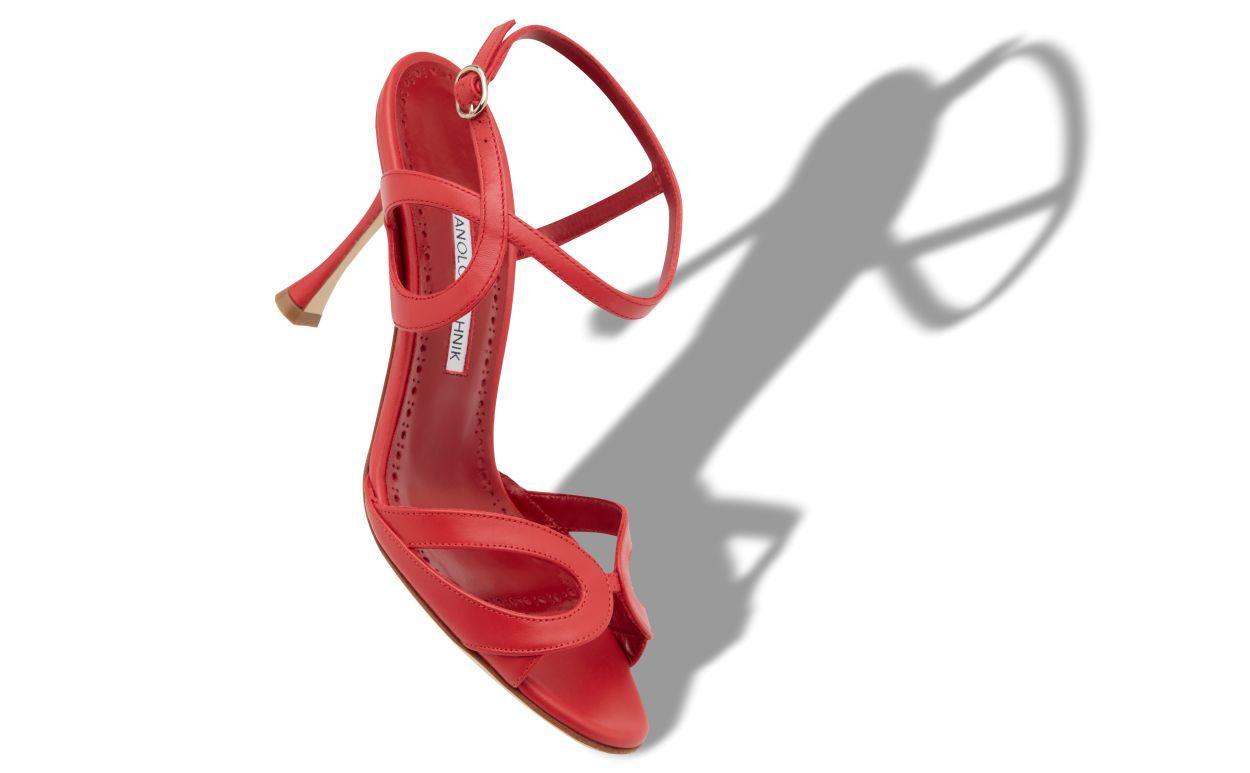 ELFAJRSAN Red Calf Leather Ankle Strap Sandals Product Image