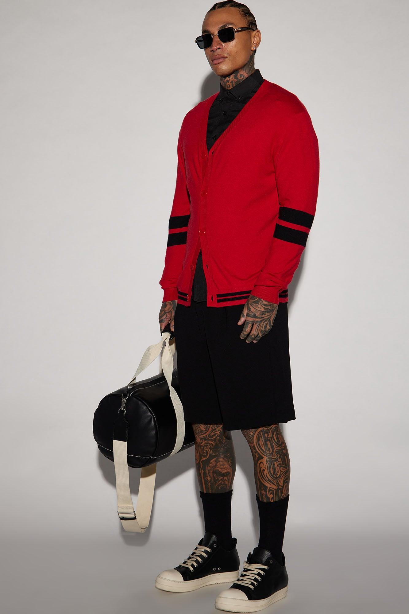 Uptown Cardigan - Red/Black Product Image