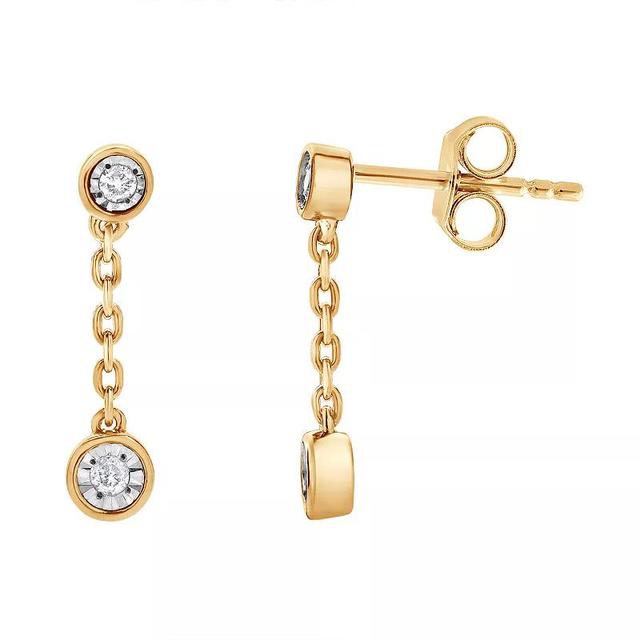 Diamond Brilliance Sterling Silver 1/10 Carat T.W. Lab-Grown Diamond Dangling Earrings, Womens, Gold Tone Product Image