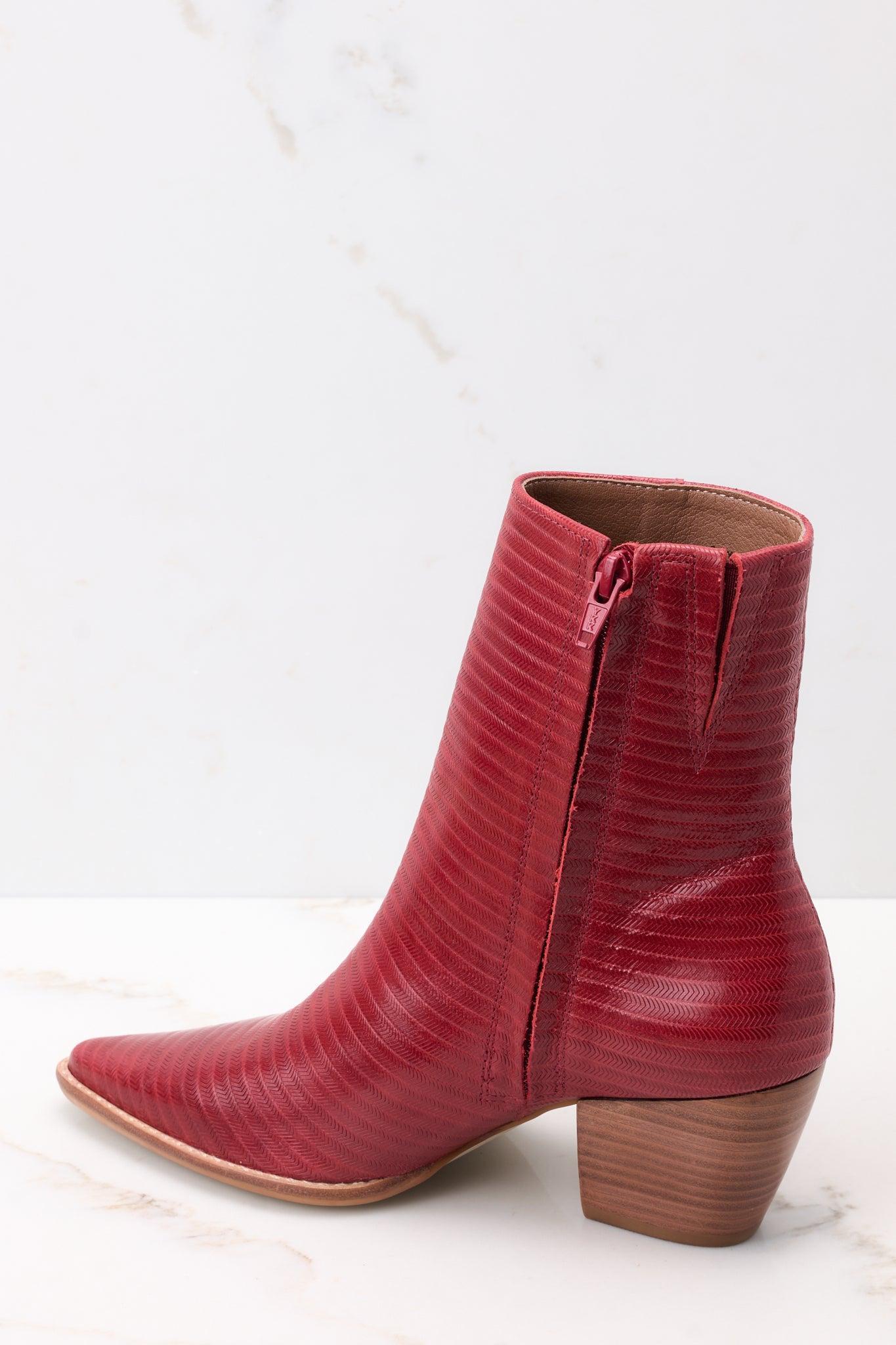 Caty Cherry Rope Leather Ankle Boots Red Product Image