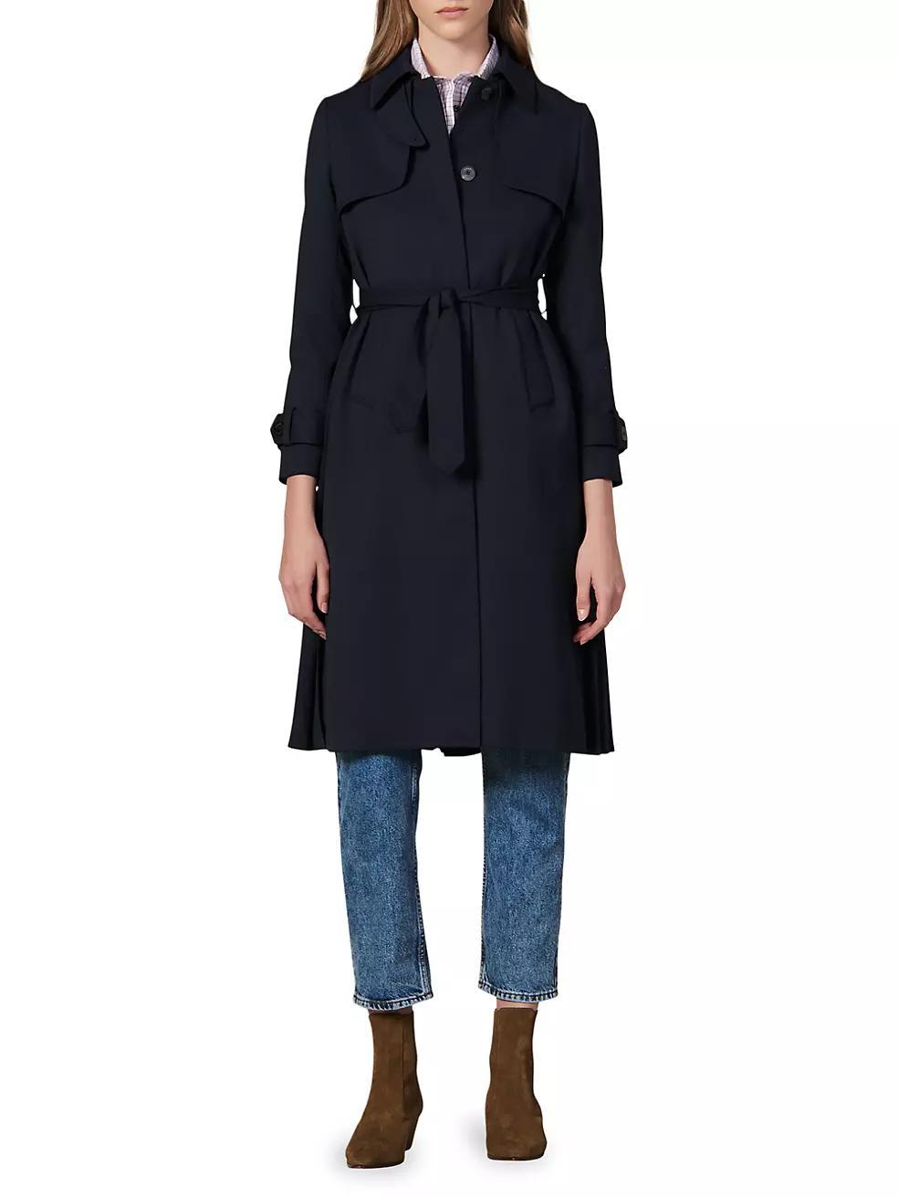 Trench Coat with Pleated Inset Product Image