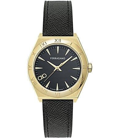 Salvatore Ferragamo Womens Vega Upper East Analog Black Leather Strap Watch Product Image