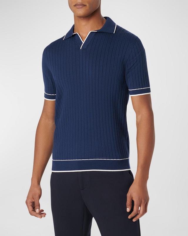 Mens Johnny Rib-Knit Short-Sleeve Polo Sweater Product Image