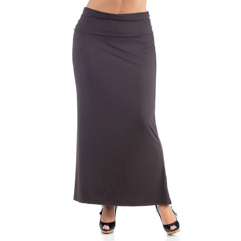 Plus Size 24Seven Comfort Apparel Comfortable Foldover Waistband Maxi Skirt, Womens Product Image