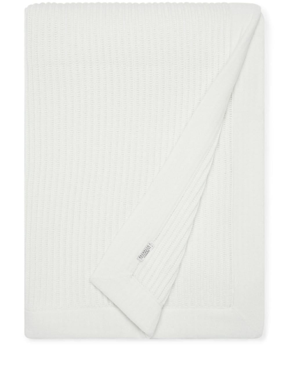 Cashmere Ribbed Blanket In Grey Product Image