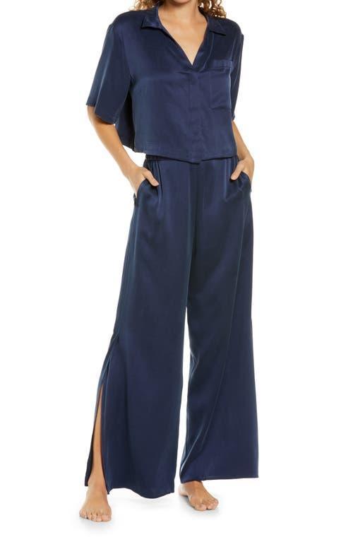 Womens Washable Silk High-Rise Pants 2-Piece Pajama Set Product Image