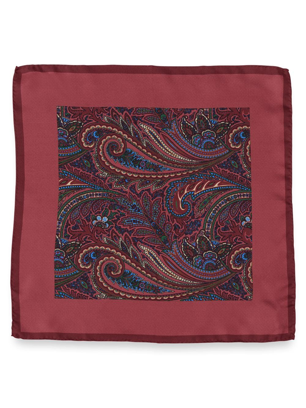 Paisley Silk Pocket Square - Burgundy Multi Product Image