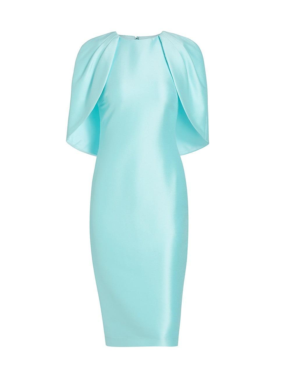 Womens Cape-Sleeve Satin Midi-Dress Product Image