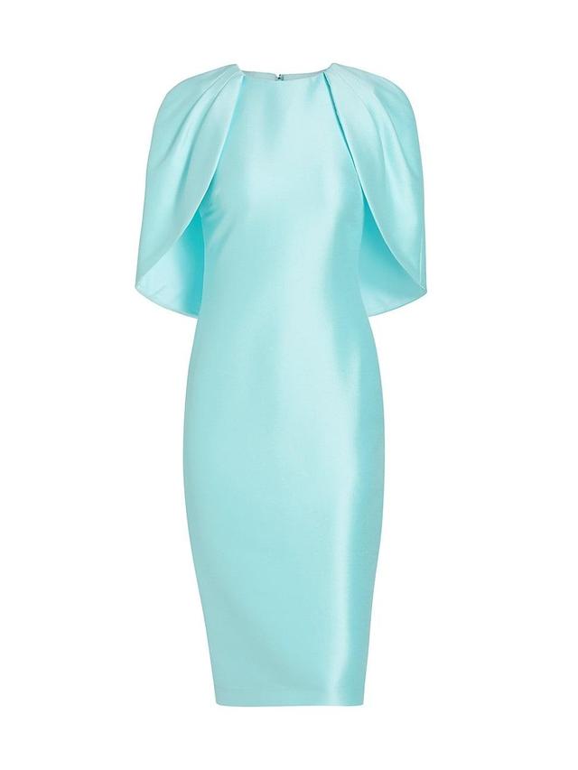 Womens Cape-Sleeve Satin Midi-Dress Product Image