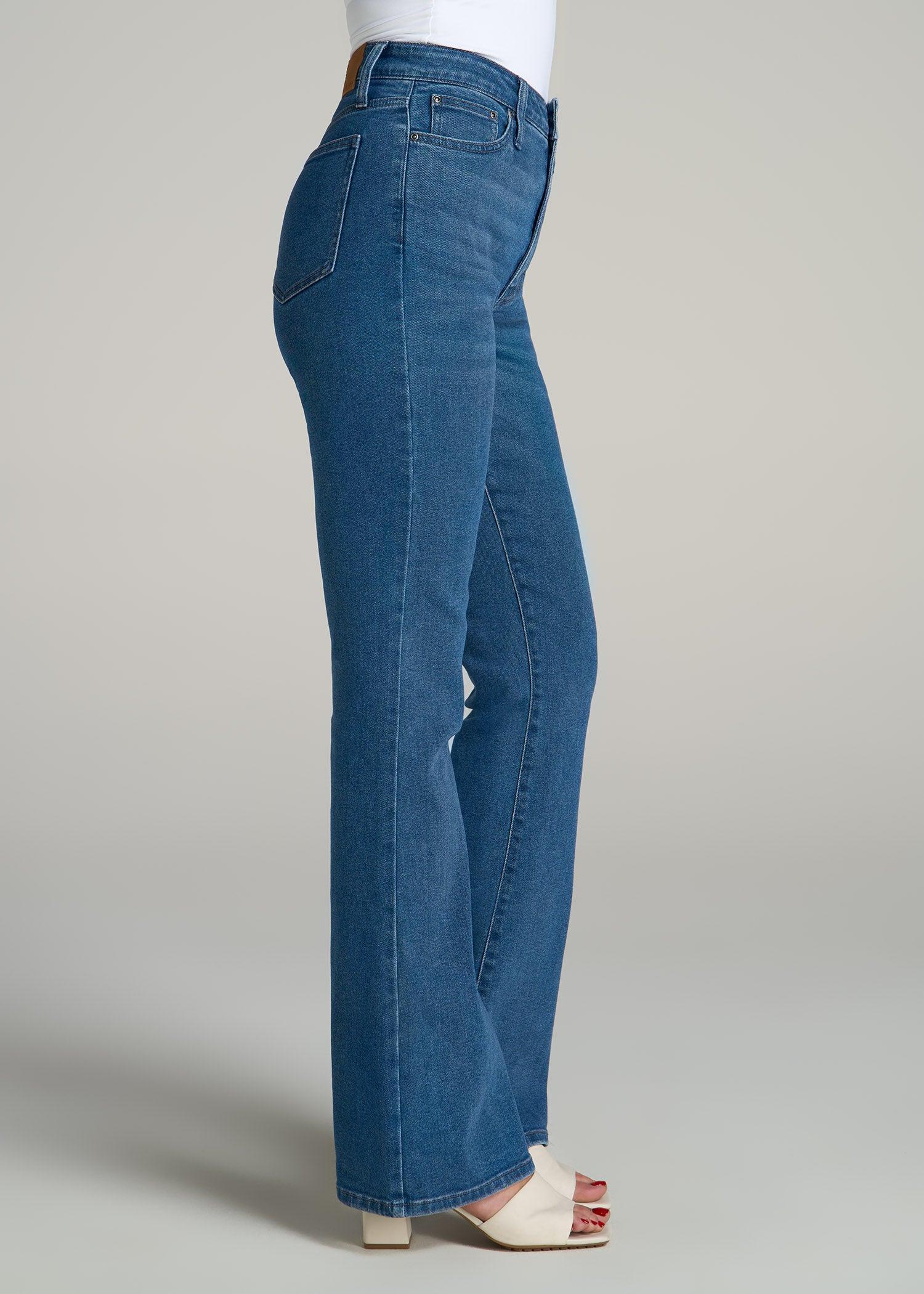 Chloe High Rise Flare Jeans for Tall Women in Washed Medium Indigo Product Image