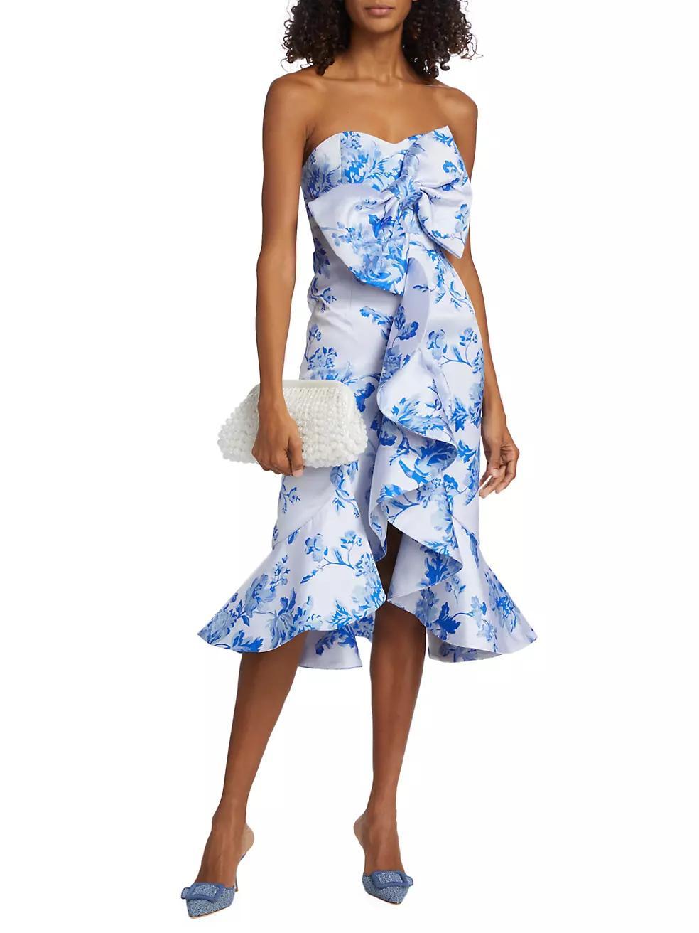 Stephanie Floral Bow Midi-Dress Product Image