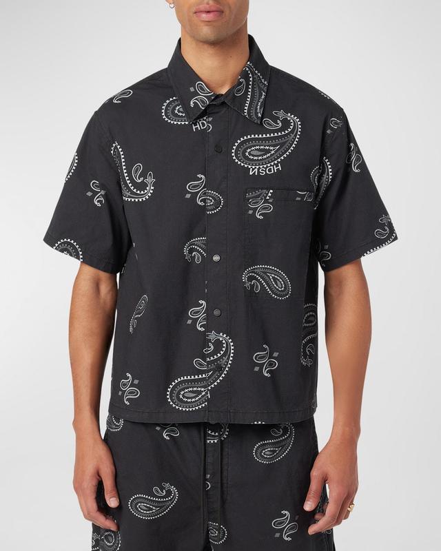 Mens Cropped Paisley Button-Down Shirt Product Image