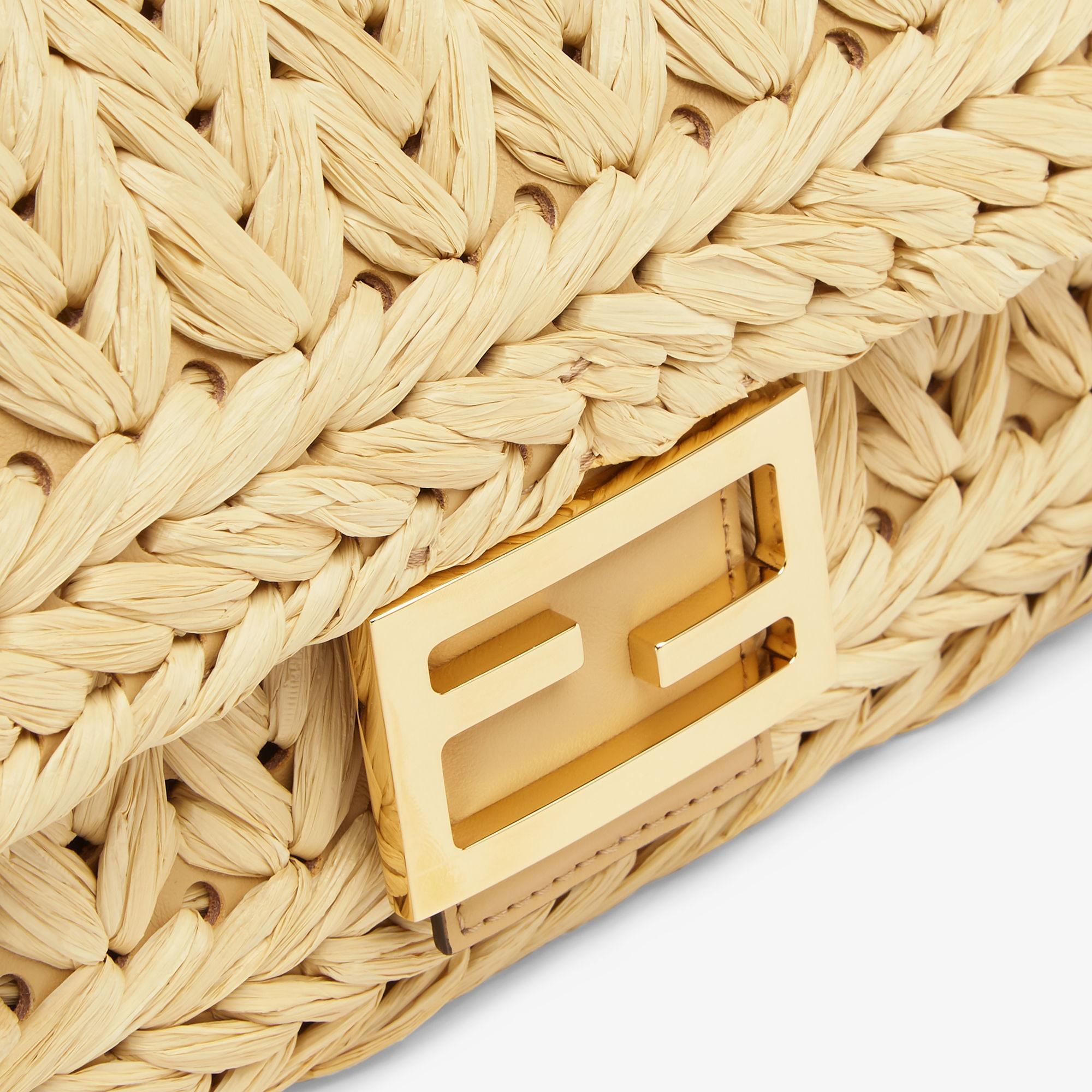 BaguetteSand interlaced leather and raffia bag Product Image