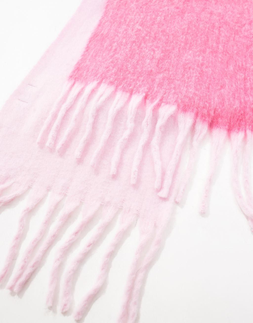 Pieces super soft tassel scarf in candy pink ombre Product Image