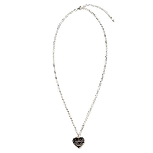 Heart Silver Necklace - Black Male Product Image