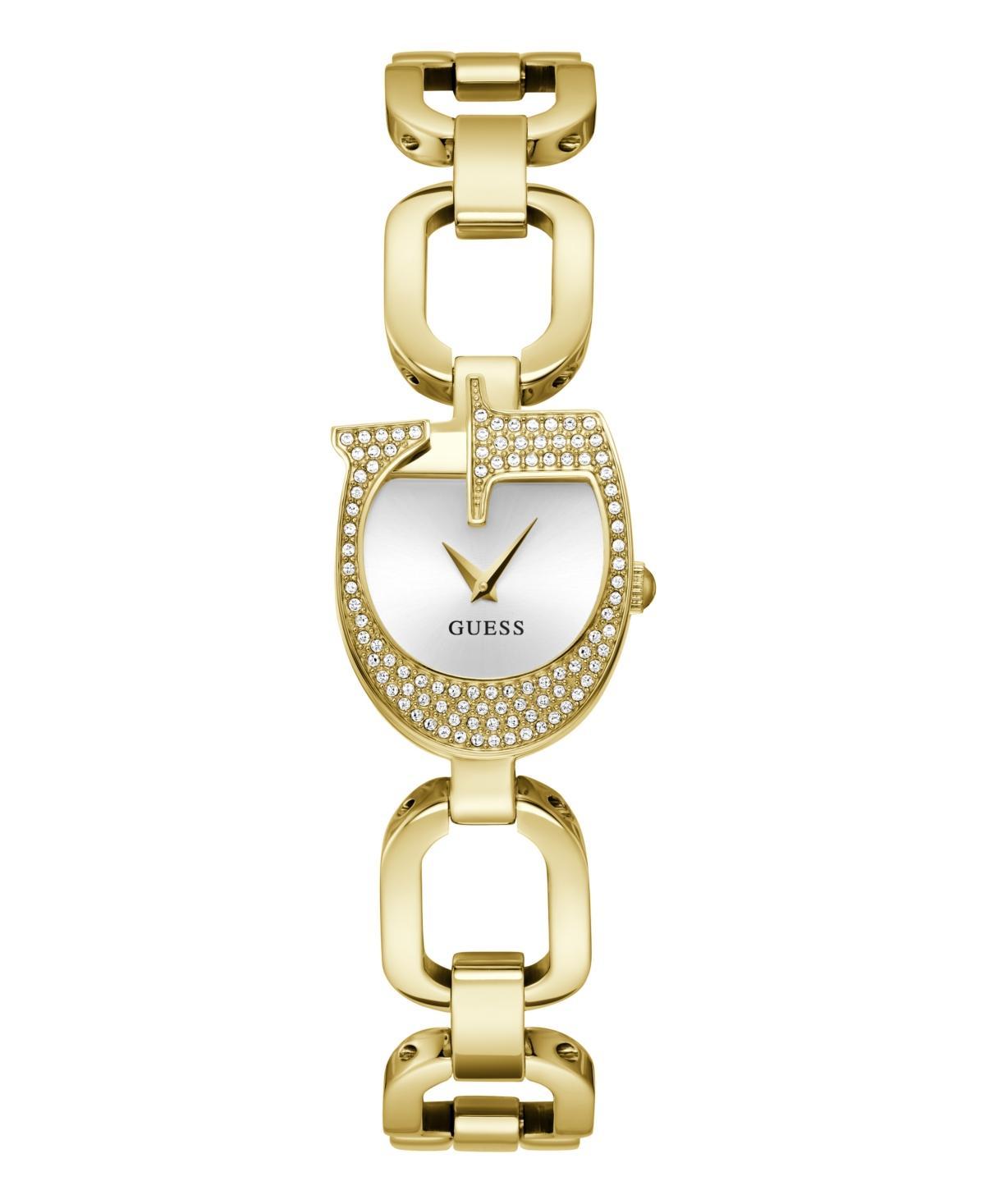 Guess Womens Crystal G Shape Analog Gold Tone Stainless Steel Bracelet Watch Product Image