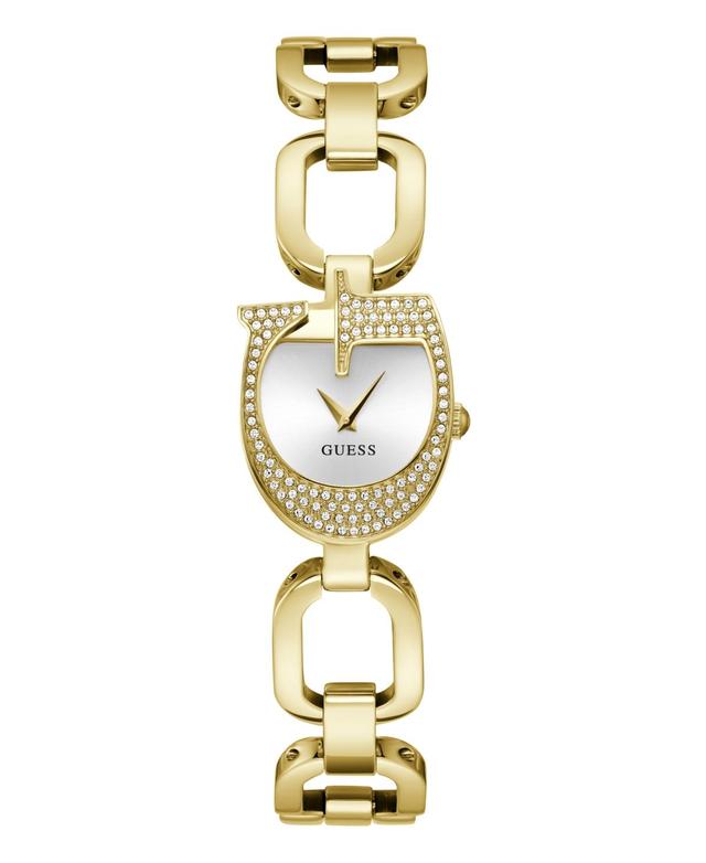 Guess Womens Crystal G Shape Analog Gold Tone Stainless Steel Bracelet Watch Product Image