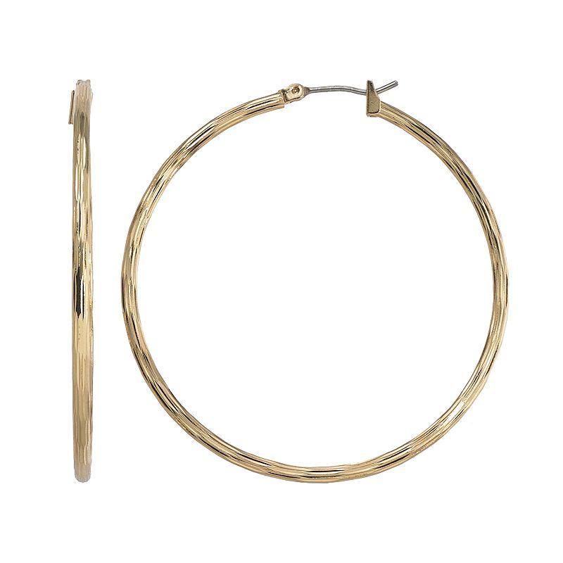 Nine West Textured Hoop Earrings, Womens, Gold Tone Product Image