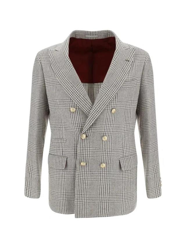 Blazer Jacket In Sigaro/grigio/bianco Product Image