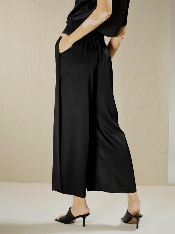 Wide leg cropped silk pants Product Image