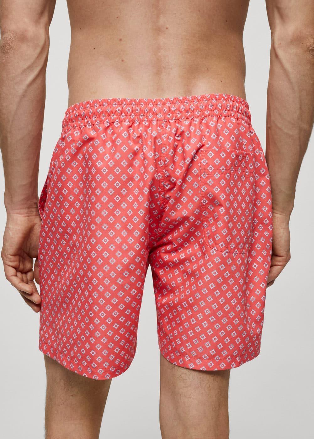 MANGO MAN - Printed drawstring swimsuit coral redMen Product Image