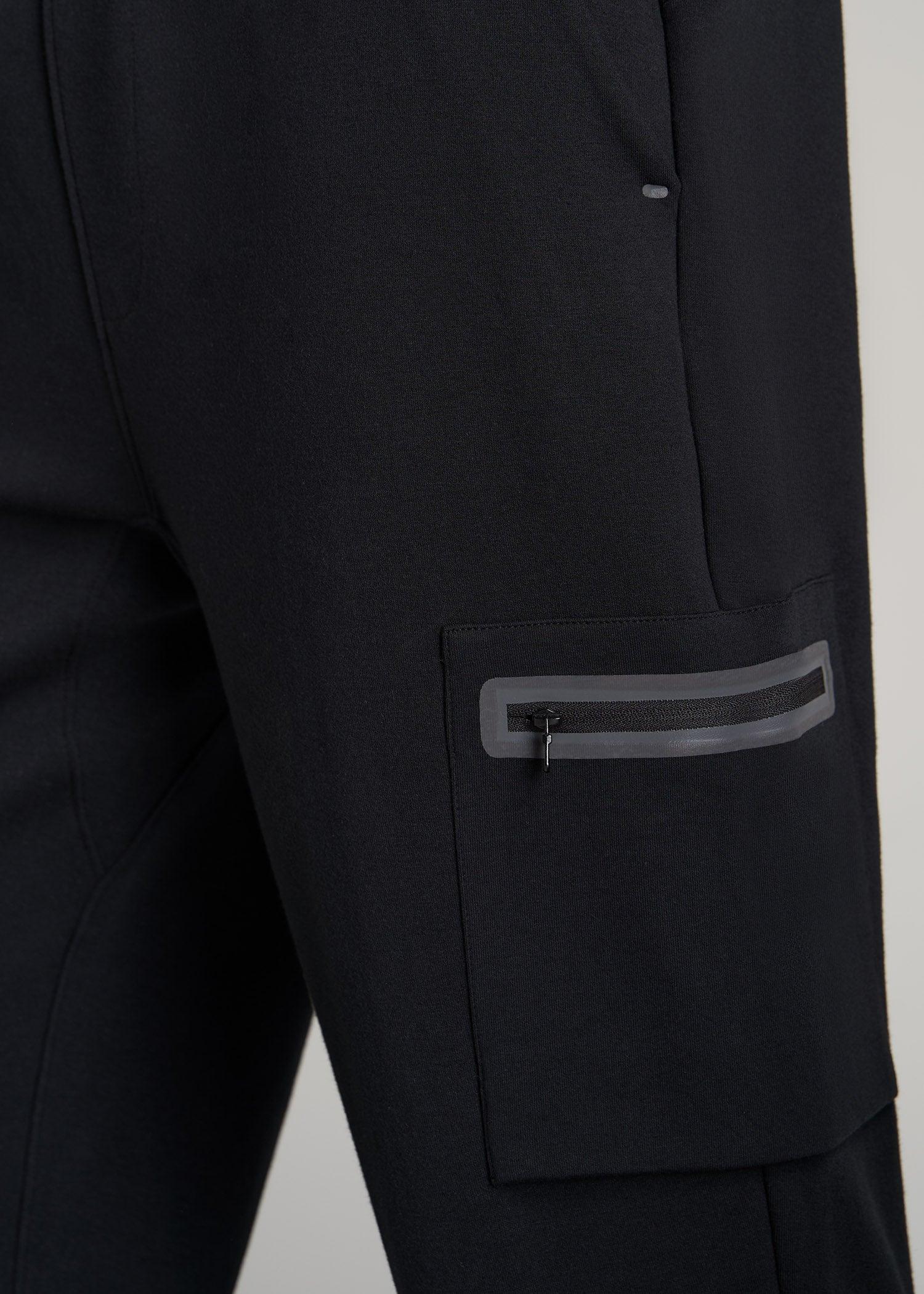 Utility Cargo Joggers for Tall Men in Black Product Image