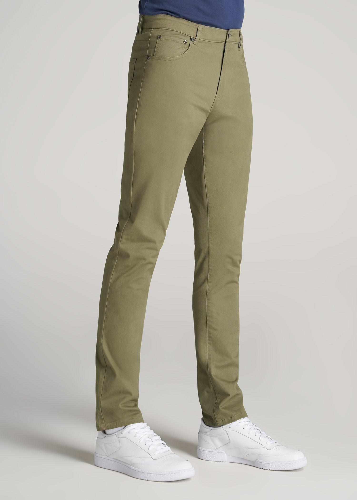 Carman TAPERED Fit Five Pocket Pants for Tall Men in Fatigue Green Product Image