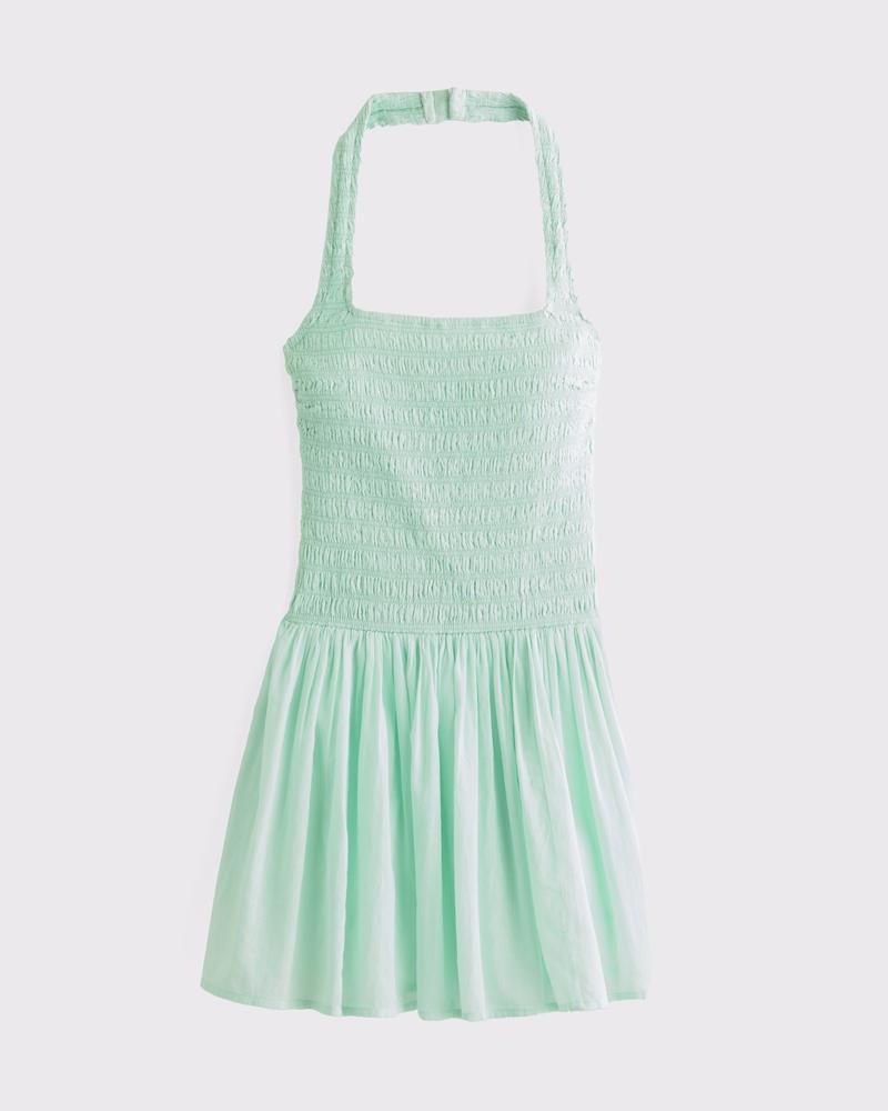 Drop-Waist Smocked Mini Dress Product Image