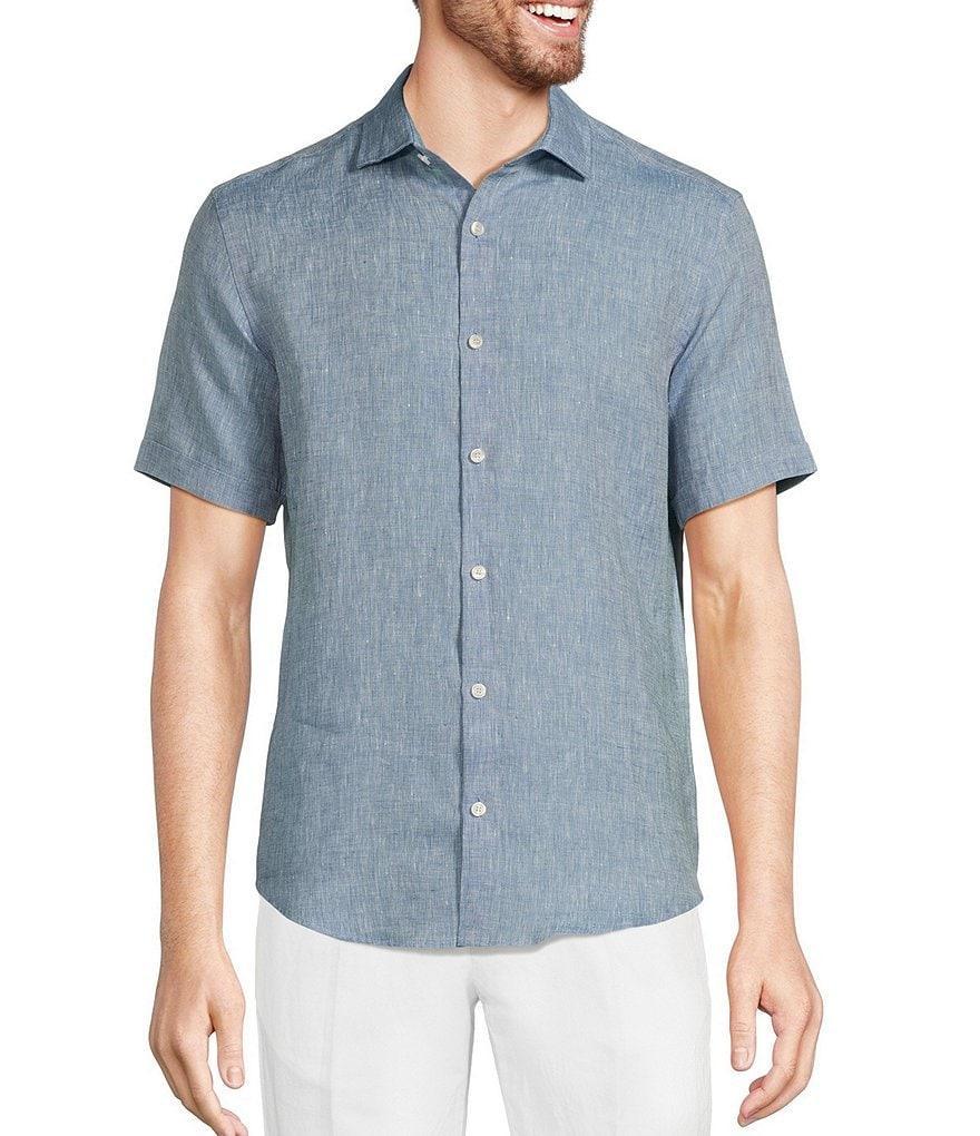 Murano Baird McNutt Linen Solid Short Sleeve Woven Shirt Product Image