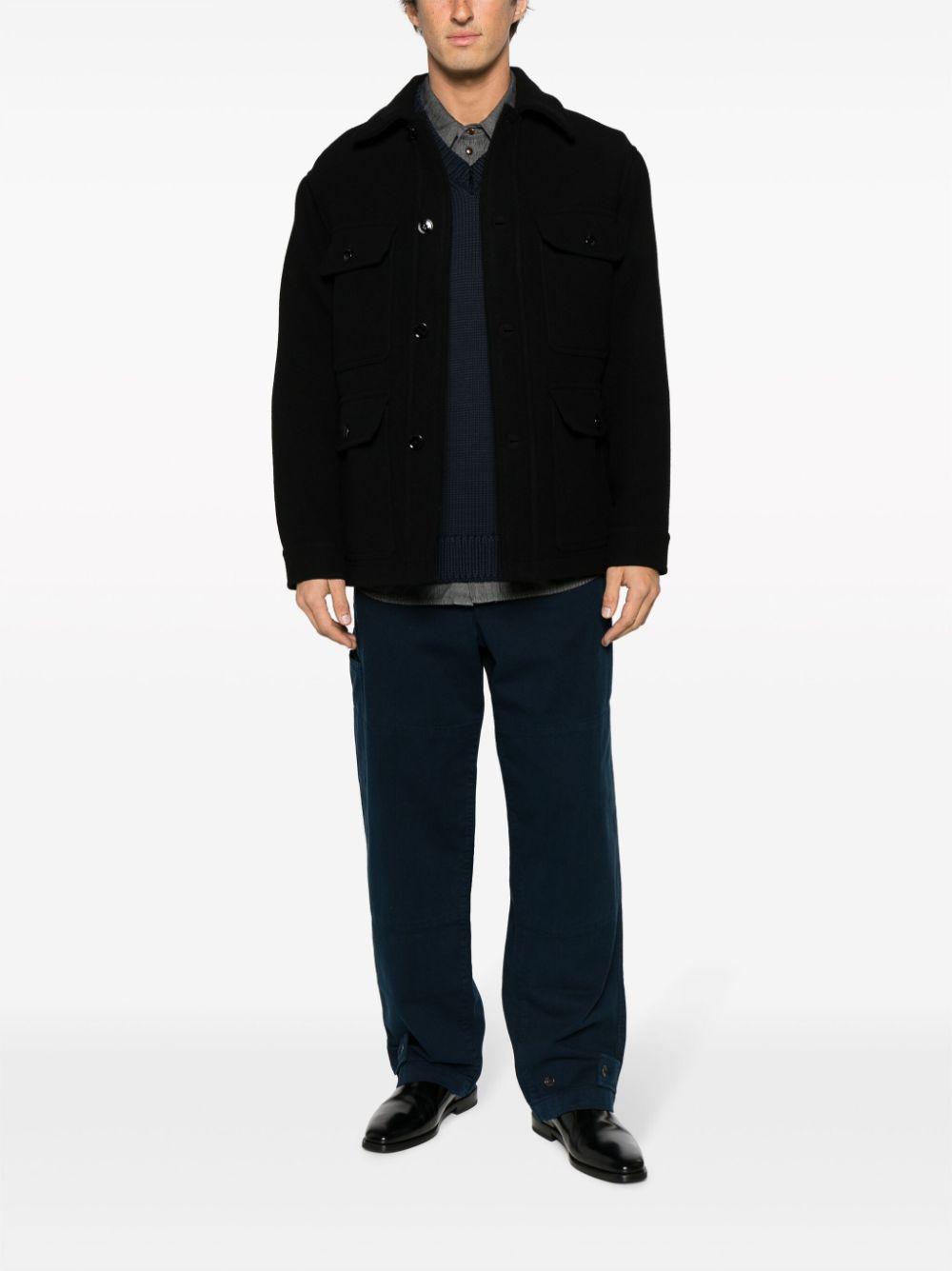 Flap Pockets Wool Jacket In Black Product Image