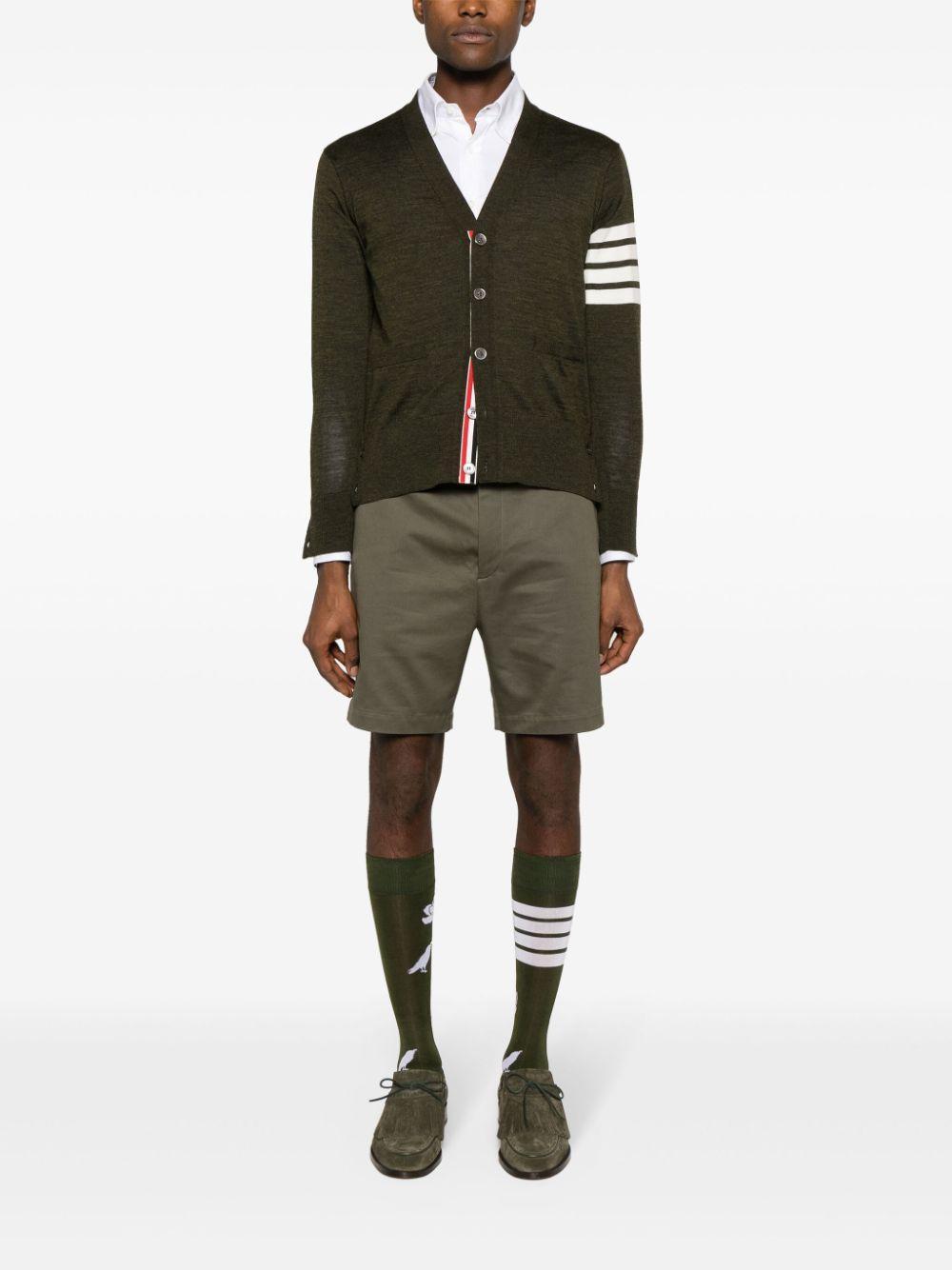 THOM BROWNE 4-bar Wool Cardigan In Green Product Image