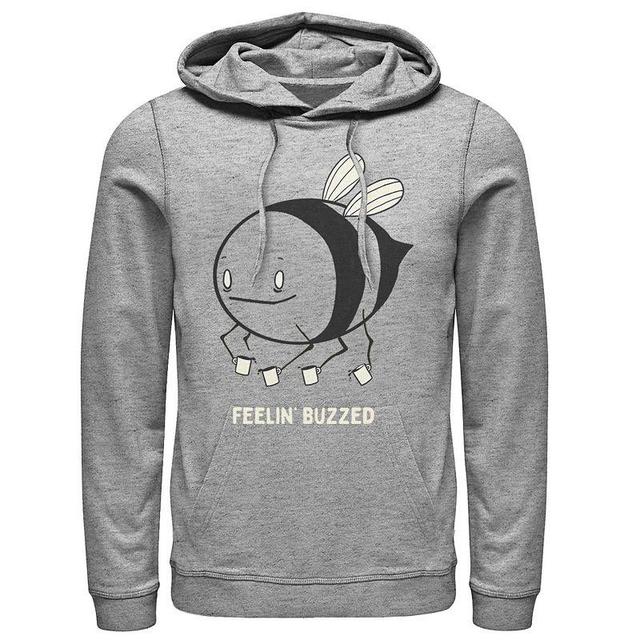 Mens Feelin Buzzed Coffee Bee Hoodie Athletic Grey Product Image