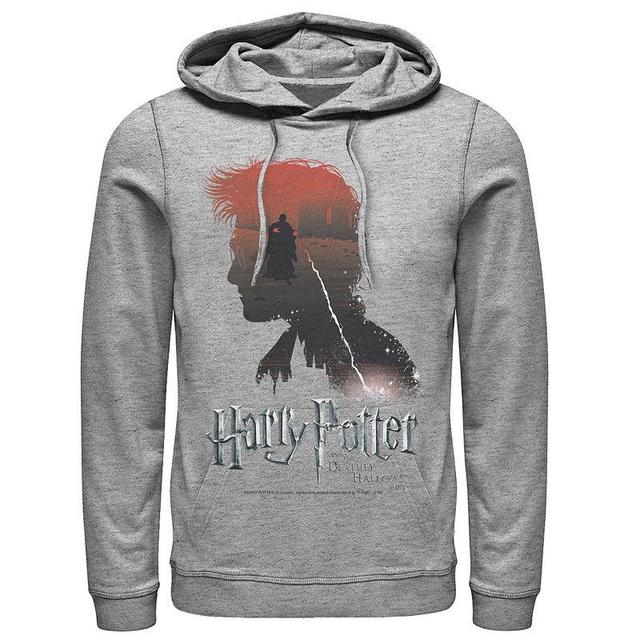 Mens Harry Potter and the Deathly Hallows Pullover Hoodie Athletic Grey Product Image