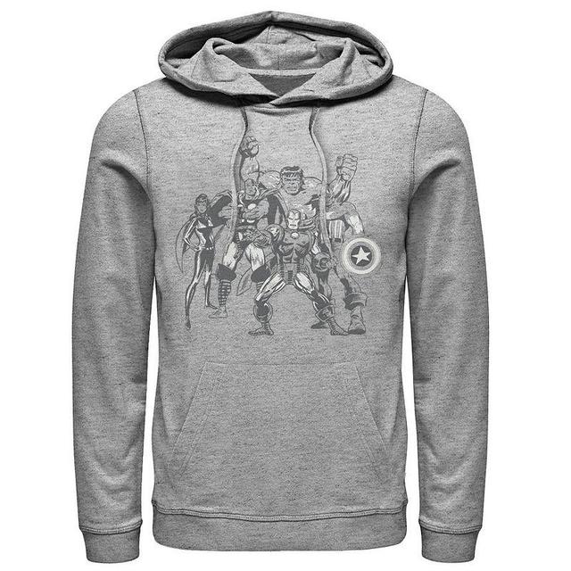 Mens Marvel The Avengers Retro Group Hoodie Athletic Grey Product Image