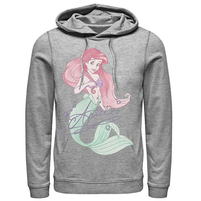 Disneys The Little Mermaid Ariel Mens Signed Portrait Hoodie Athletic Grey Product Image