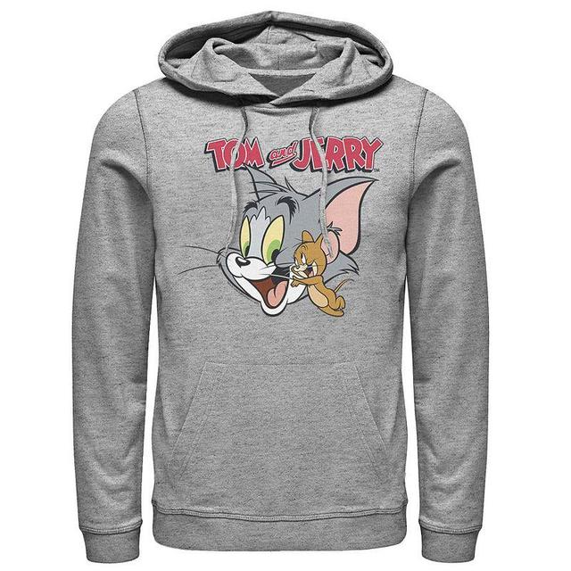 Mens Tom And Jerry Simple Portrait Logo Hoodie Athletic Grey Product Image