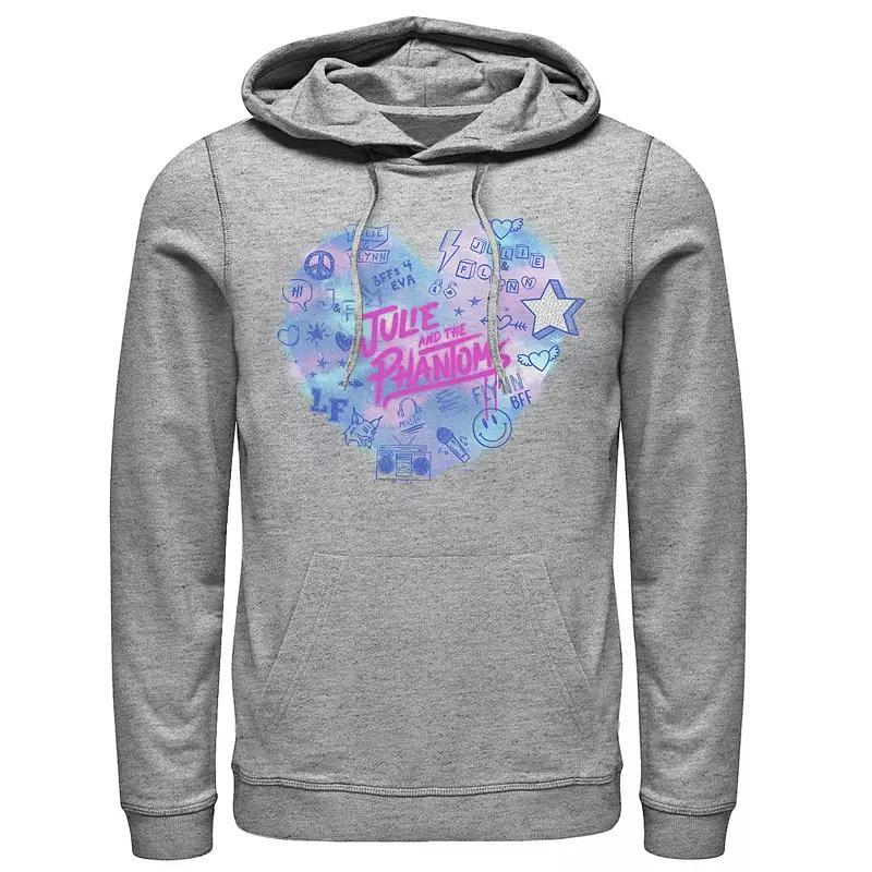 Mens Julie And The Phantoms Airbrush Heart Logo Hoodie Athletic Grey Product Image