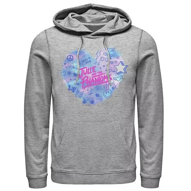 Mens Julie And The Phantoms Airbrush Heart Logo Hoodie Athletic Grey Product Image