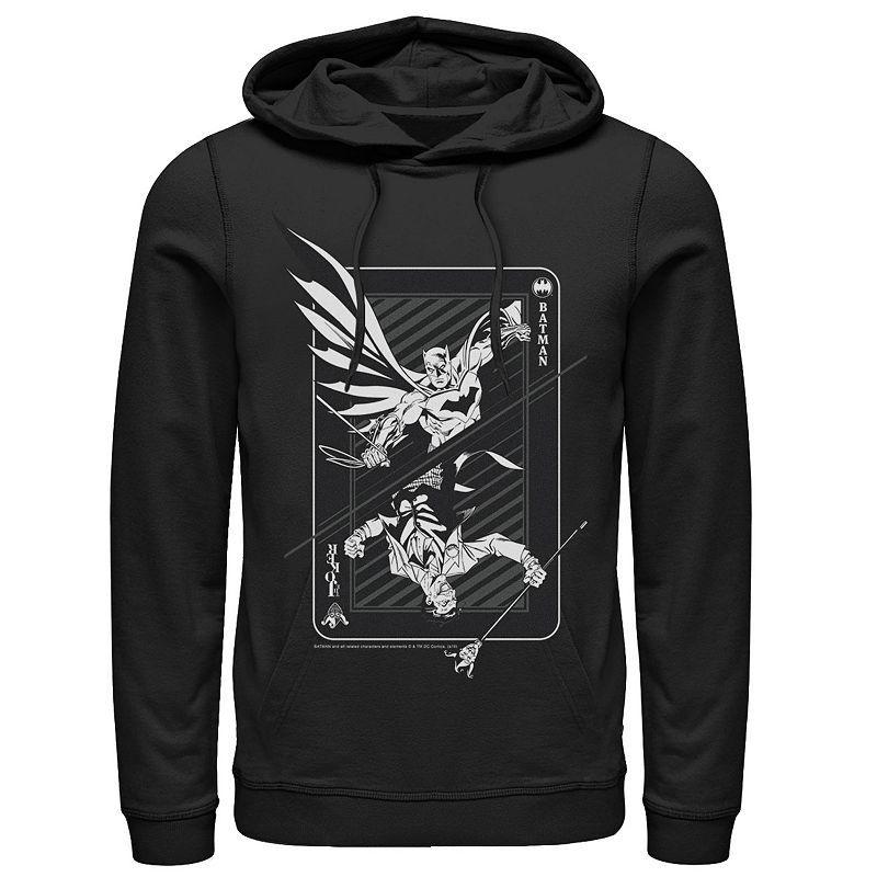 Mens DC Comics Batman And Joker Card Poster Hoodie Product Image