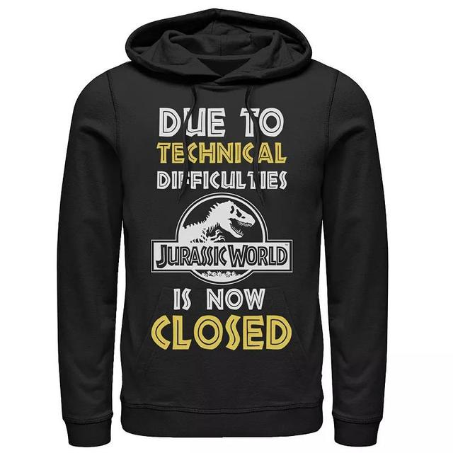 Mens Jurassic World Technical Difficulties Sign Pullover Graphic Hoodie Product Image