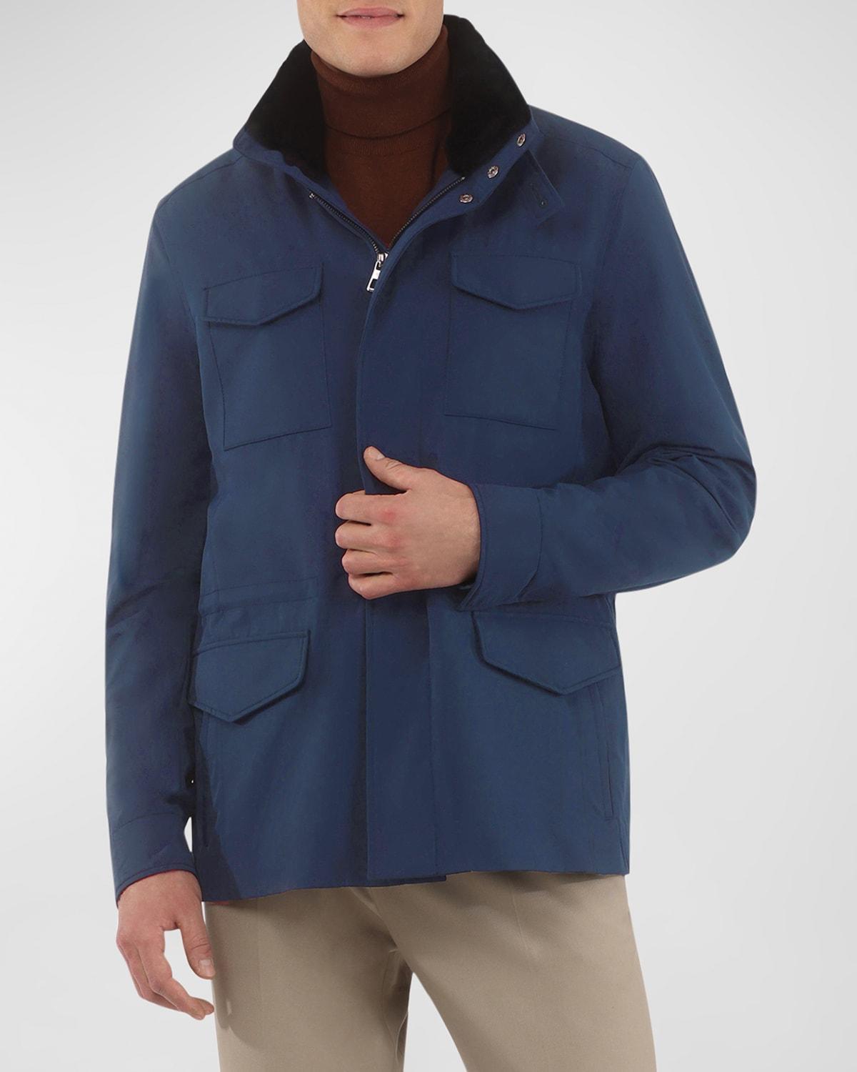 Mens Loro Piana Storm System Lined Jacket with Detachable Shearling Lamb Collar Product Image