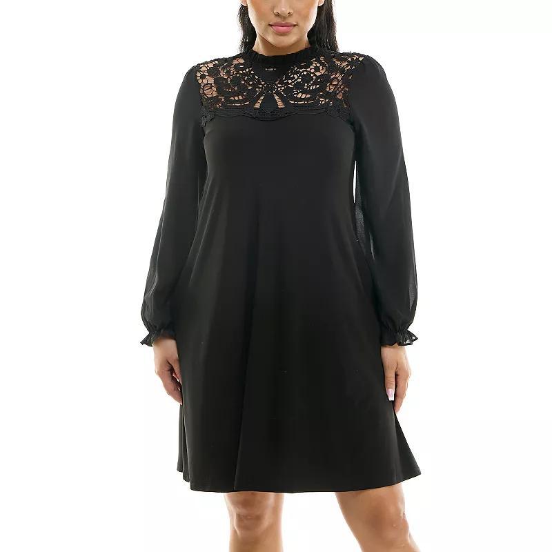 Womens Nina Leonard Chiffon Ruffle Dress Black Product Image