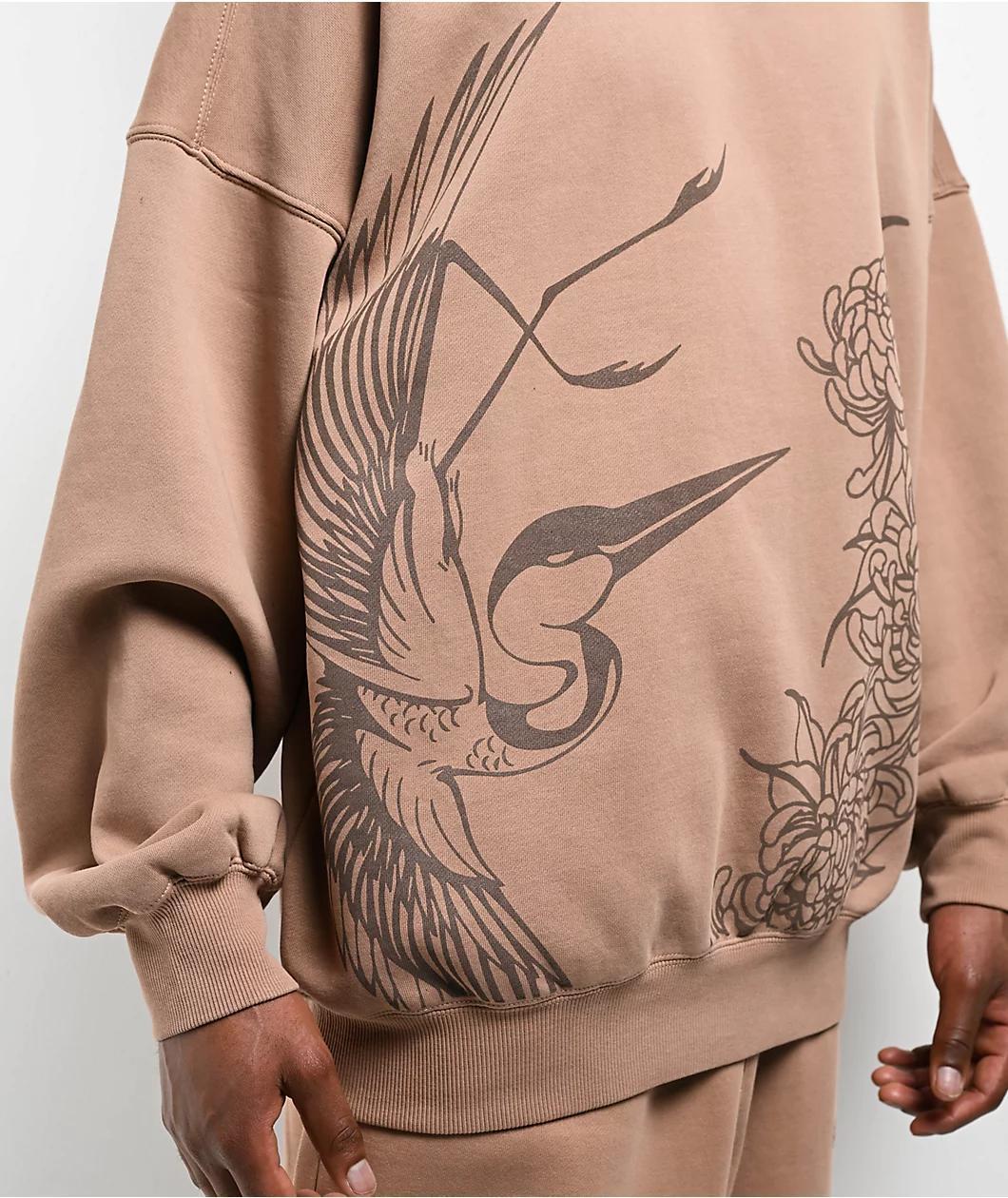 Ninth Hall Crane Brown Oversized Crewneck Sweatshirt Product Image