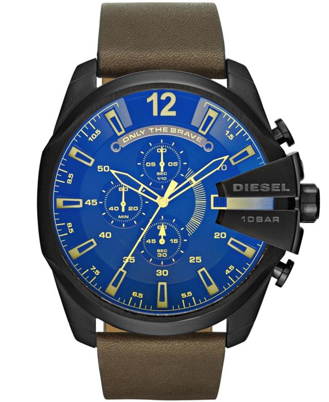 Diesel Mens Mega Chief Chronograph Brown Leather Watch 51mm Product Image