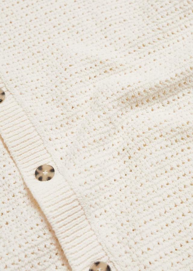 MANGO MAN - Openwork knit polo with buttons off whiteMen Product Image