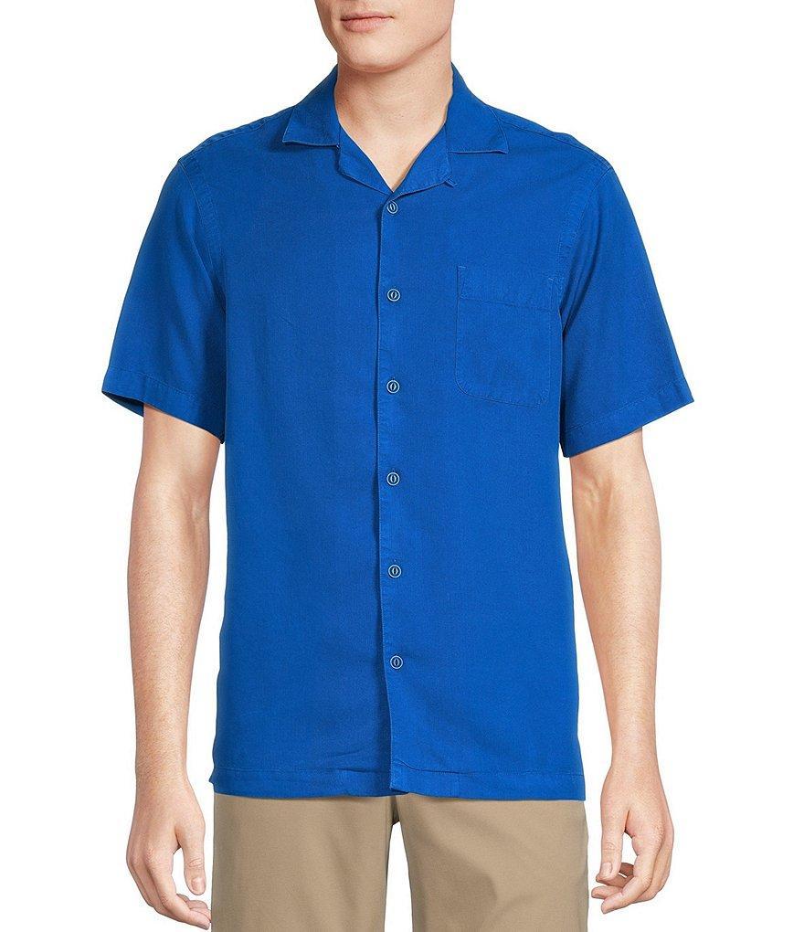 Cremieux Blue Label Garment Dyed Lyocell Twill Short Sleeve Woven Camp Shirt Product Image