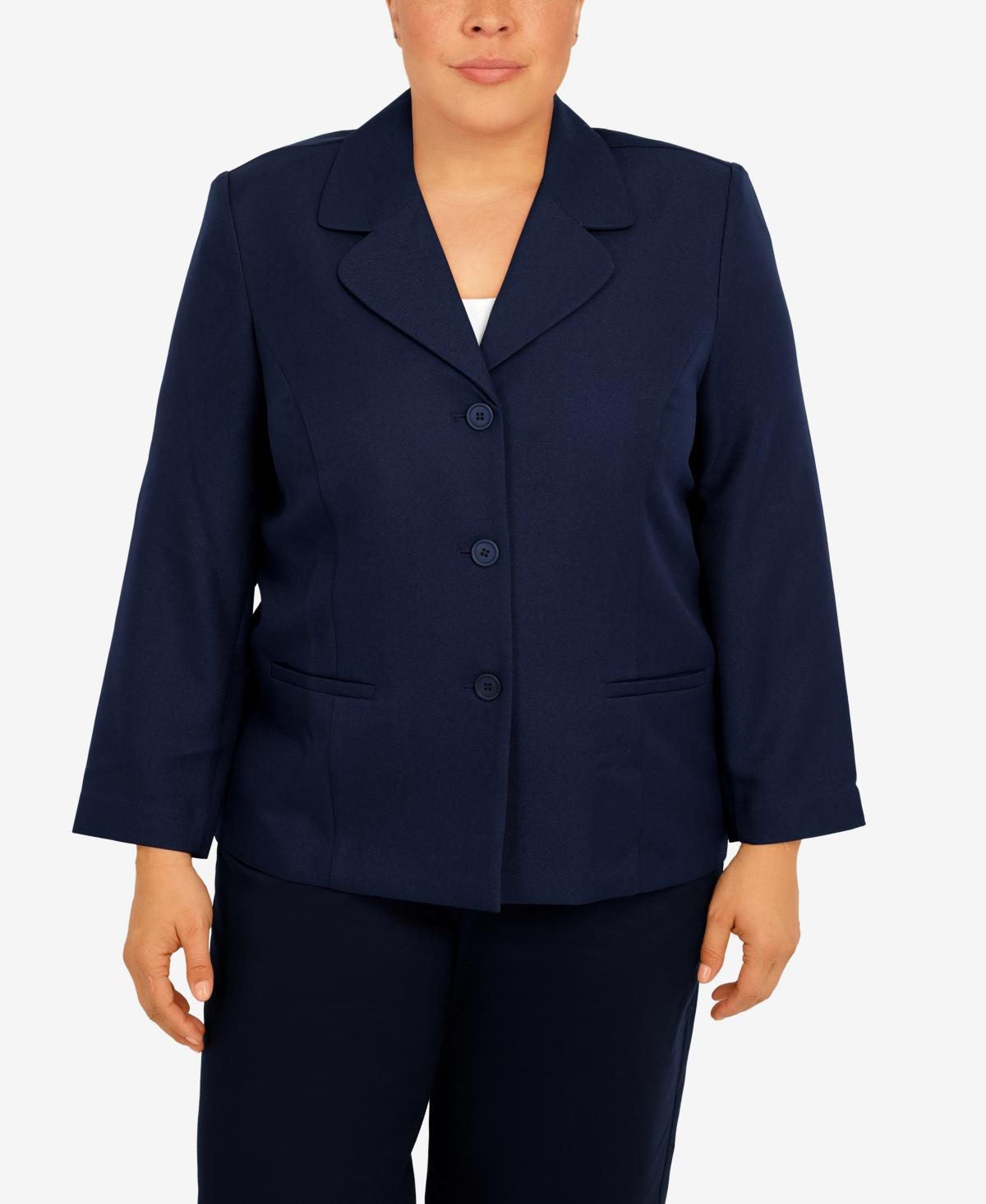 Womens Alfred Dunner Button Front Jacket Blue Product Image