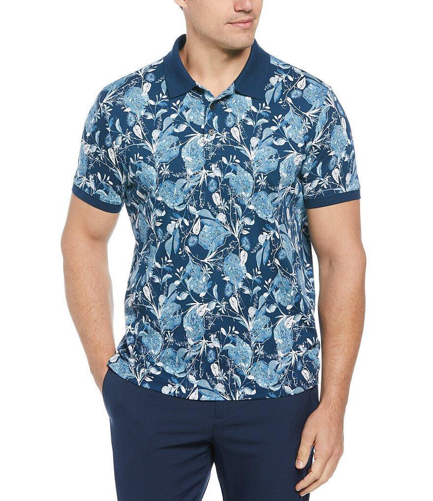 Perry Ellis Wildflower Print Short Sleeve Interlock Polo Shirt Product Image