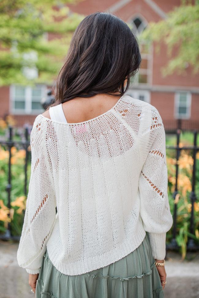 I'm Just Me Ivory Cable Knit Lightweight Sweater Product Image