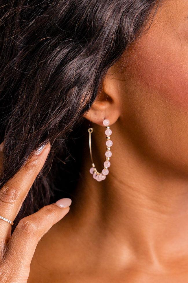 Blush Beaded Hoop Earrings Product Image